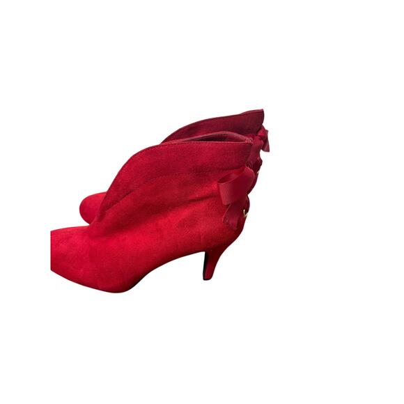 IMPO Red Stretch Faux Suede High Heel Pull On Bootie Sz 6 - Picture 3 of 4